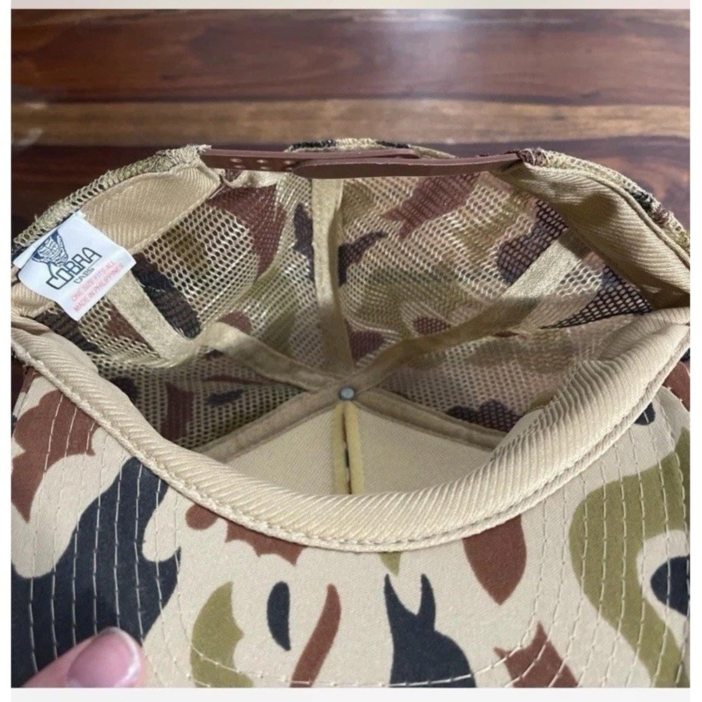 Vintage 80s Camo Trucker Hat With Rope And Double Snaps - Picture 2 of 3